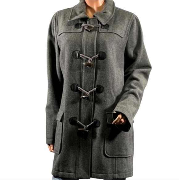 Banana Republic Jackets & Blazers - Banana Republic Wool Blend Dark Gray Lined Pea Coat. Toggle Buttons. Size M